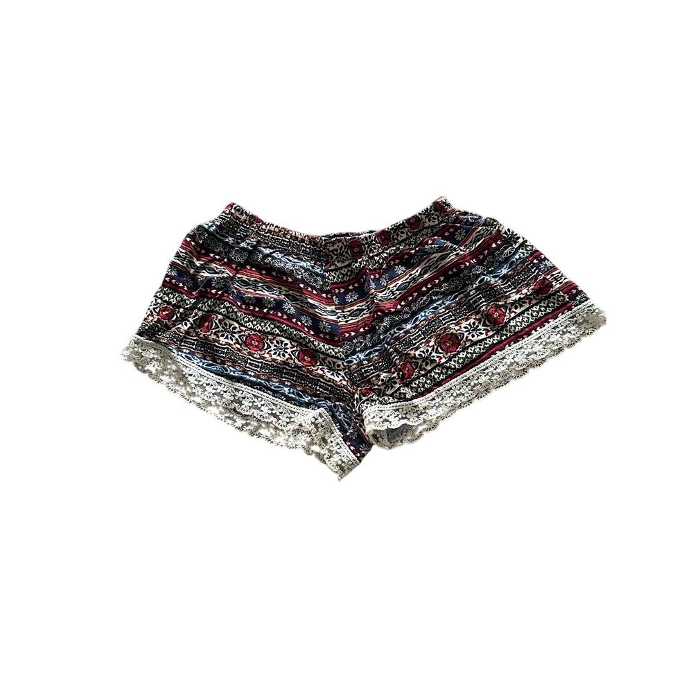 Multicolored boho mini shorts